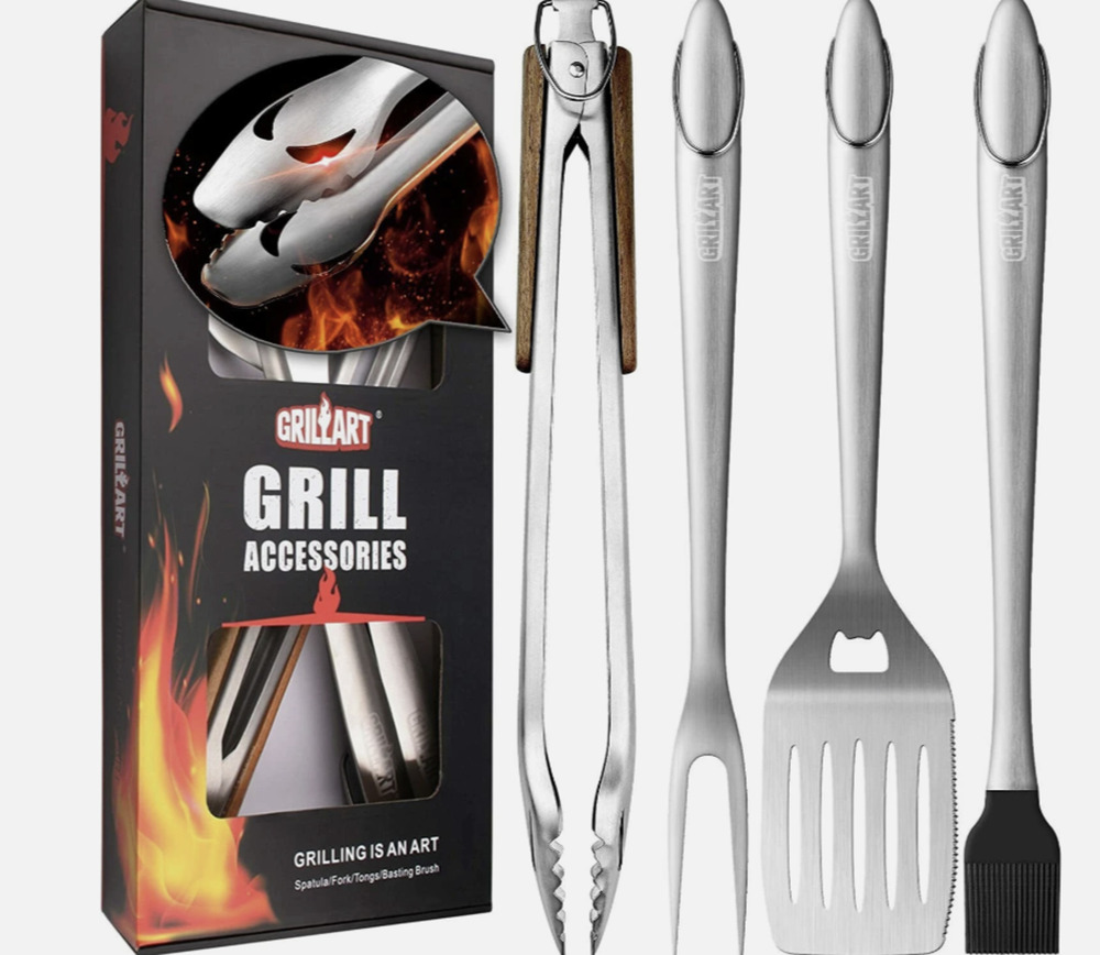 GRILLART Heavy Duty BBQ Grill Tools Set Stainless Steel Barbecue Gift New